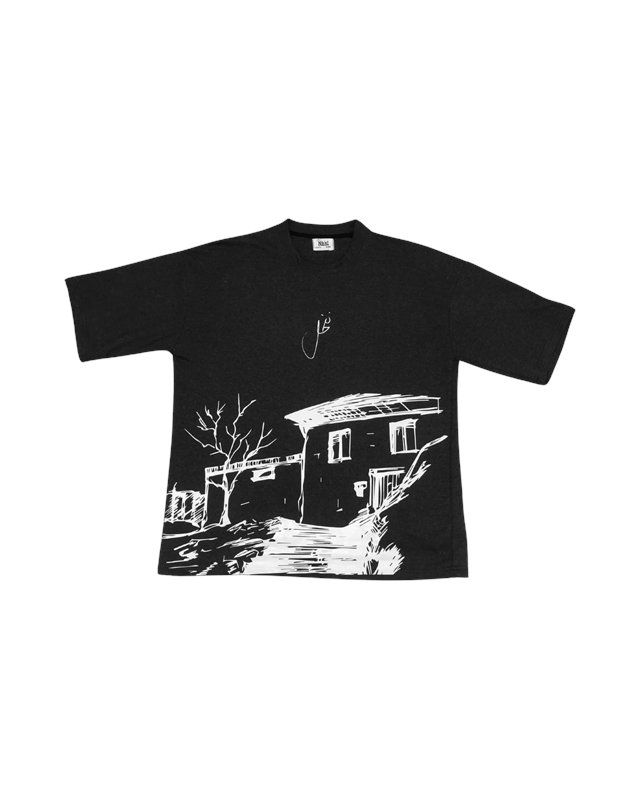 Mera Ghar Khan Hai tee, charcoal